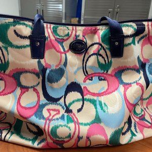 Multi Color Coach Satin Tote